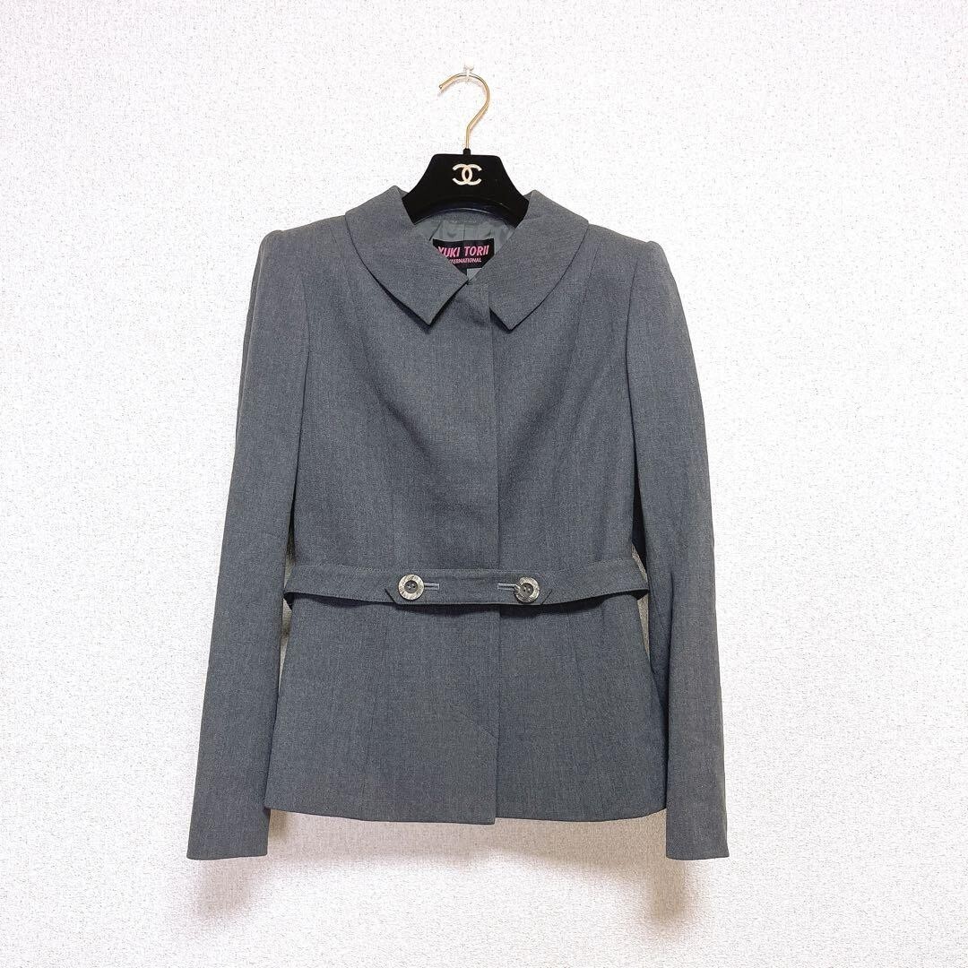 YUKI TORII ジャケット スカート セットアップ スーツ グレー 9号_画像2