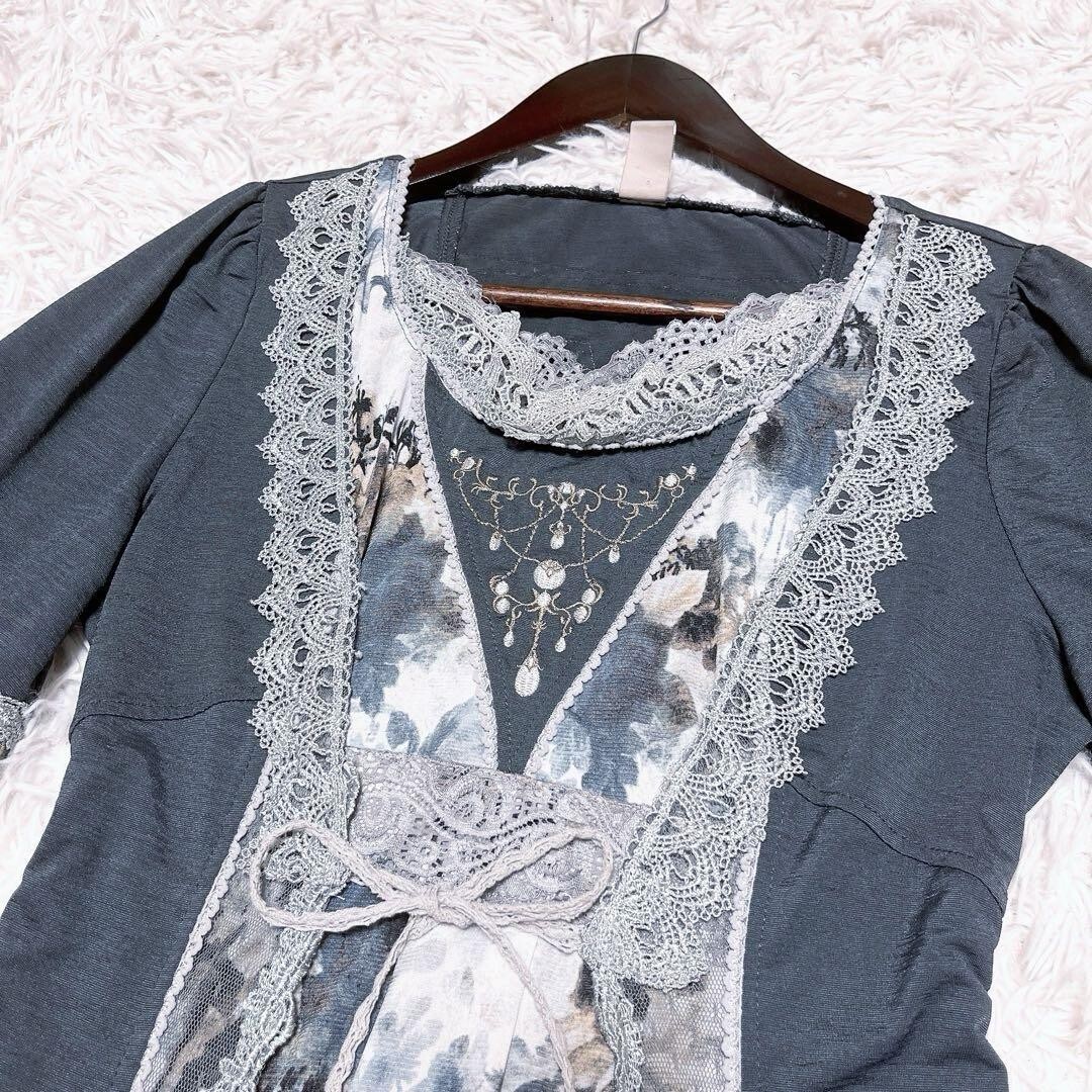 オッズオン ローゼンカヴァリエ レイヤード ワンピース レース ジレ 花柄_画像6