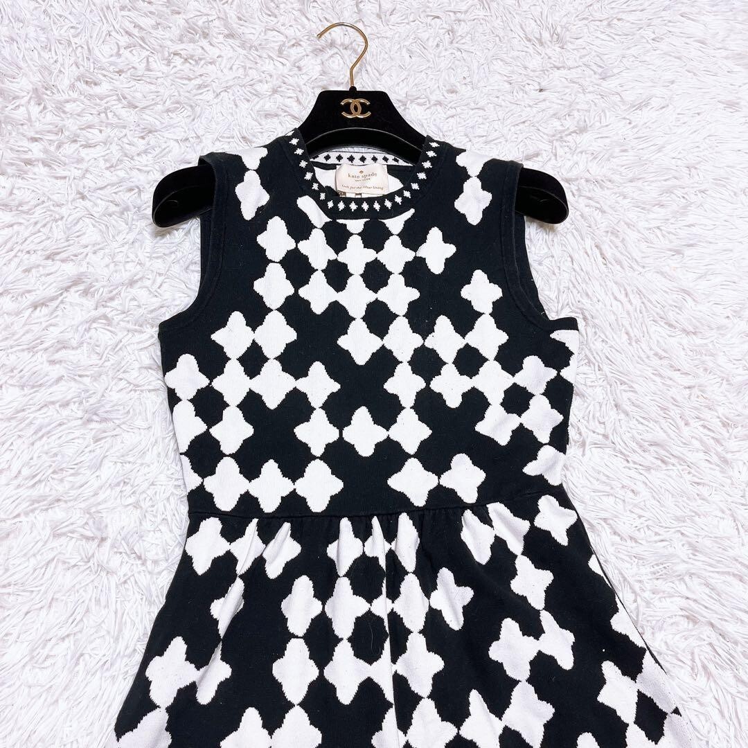 ケイトスペード ニューヨーク ジャガード ニット 総柄 ワンピース ノースリーブ_画像4