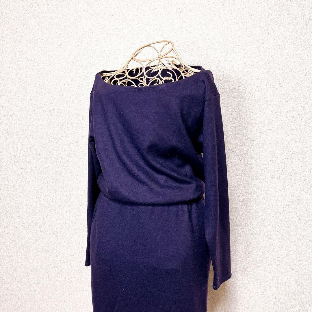 ピンキーアンドダイアン リラックス ウール サイド スリット ワンピース 紫_画像3