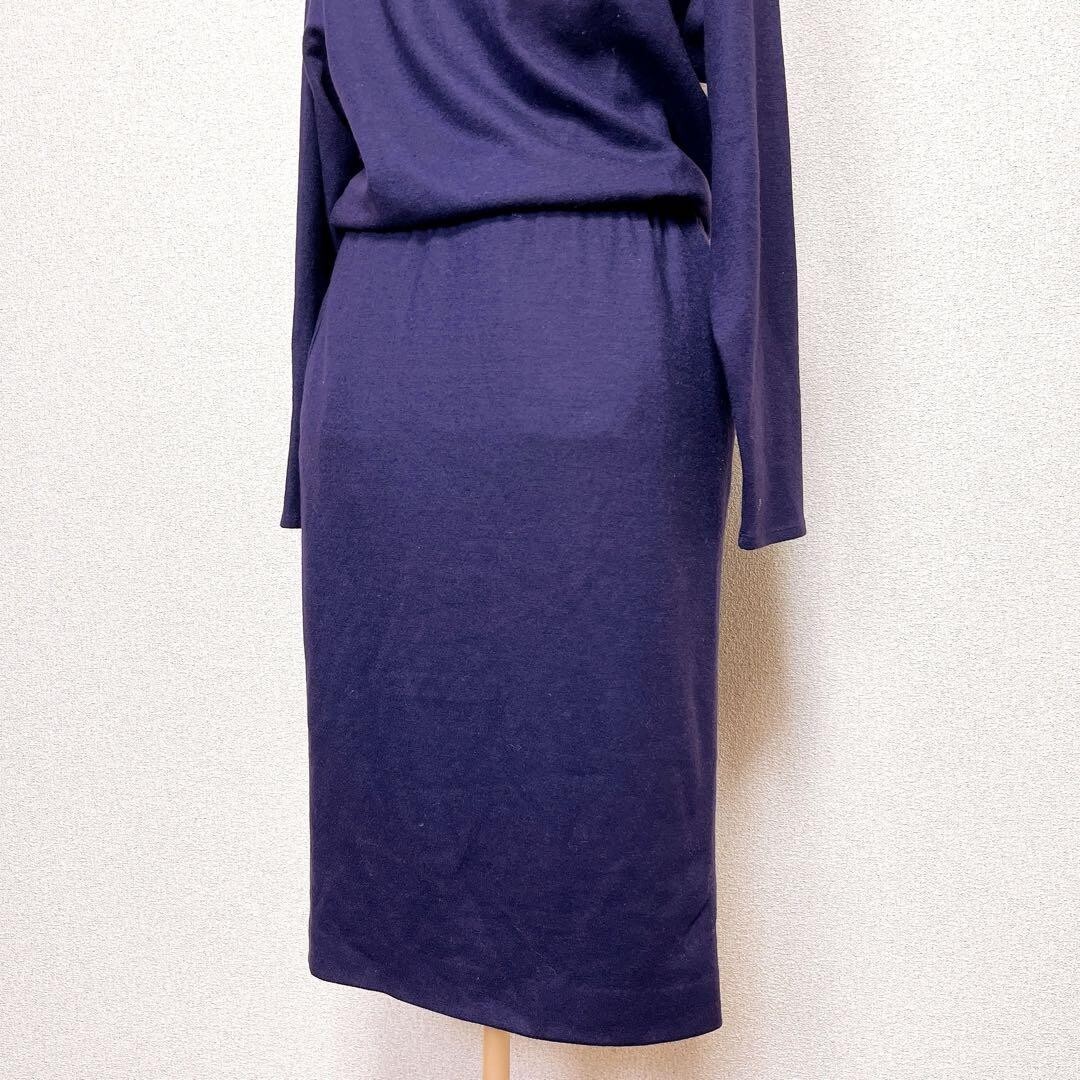ピンキーアンドダイアン リラックス ウール サイド スリット ワンピース 紫_画像6