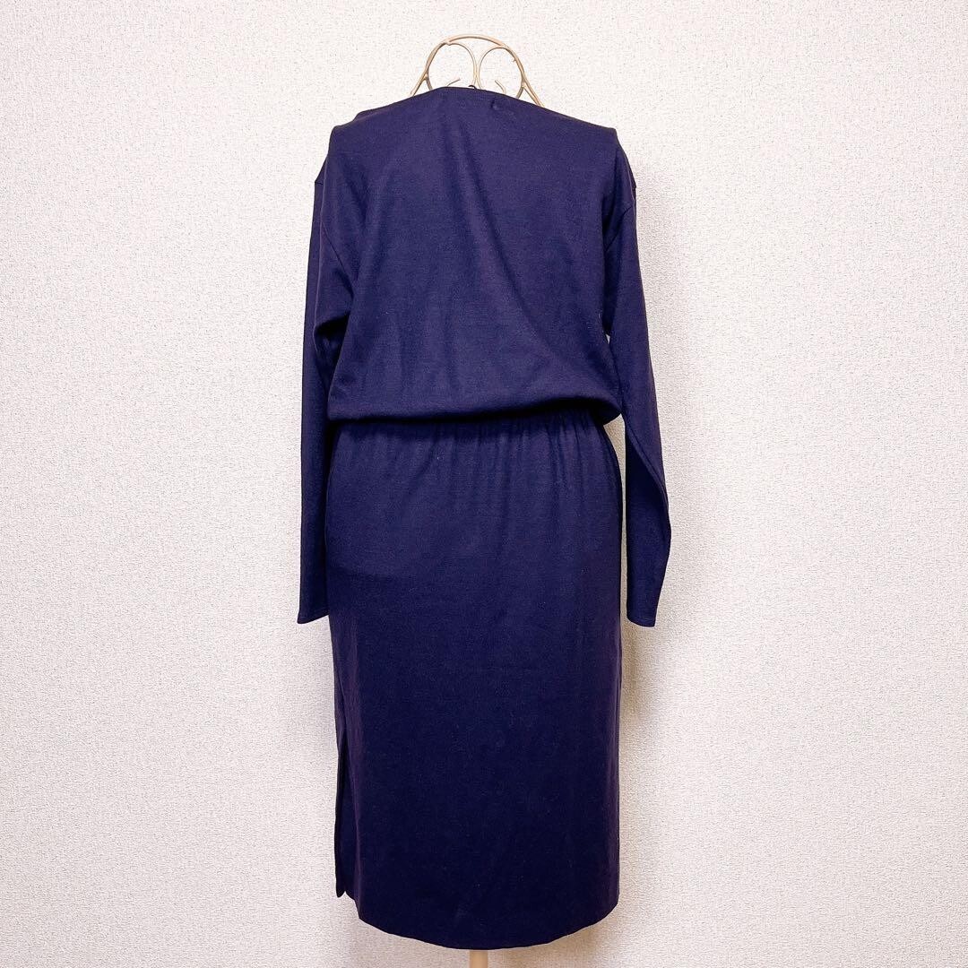ピンキーアンドダイアン リラックス ウール サイド スリット ワンピース 紫_画像8