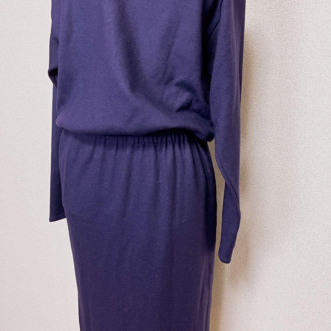 ピンキーアンドダイアン リラックス ウール サイド スリット ワンピース 紫_画像9