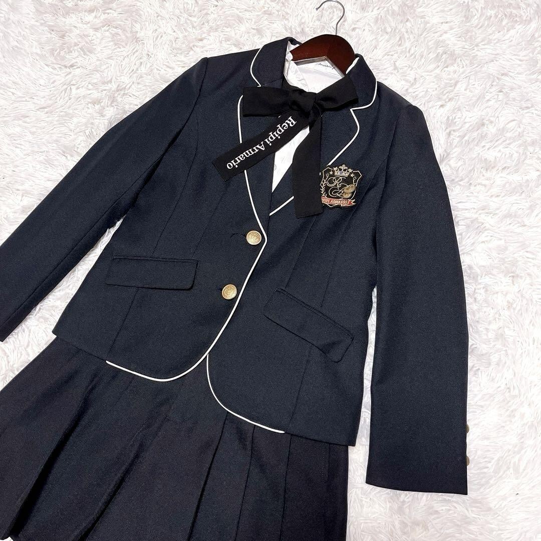 美品 150 160 ５点セット 女の子 キッズ スーツ 正装 ネイビー_画像3