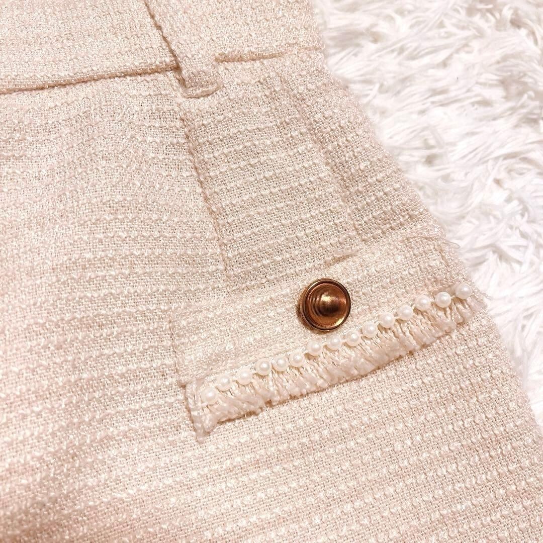 ROYAL PARTY チェーン ストラップ ツイード オールインワン 白_画像4