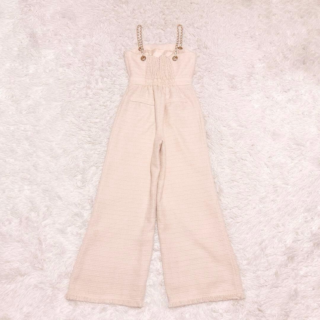 ROYAL PARTY チェーン ストラップ ツイード オールインワン 白_画像6