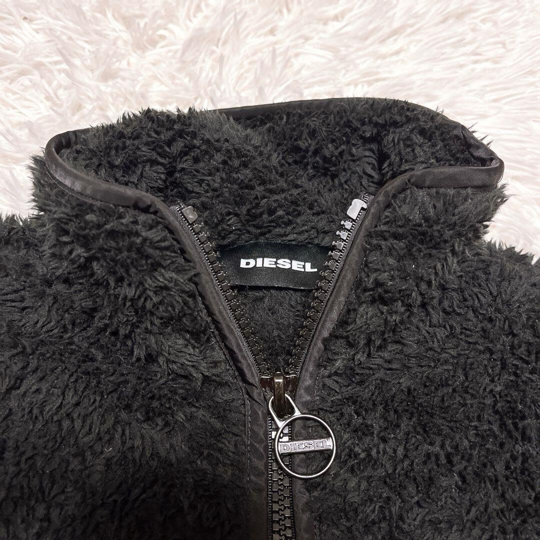 DIESEL ディーゼル ロゴ 刺繍 カオス ボア フリース 黒 ブルゾン_画像4