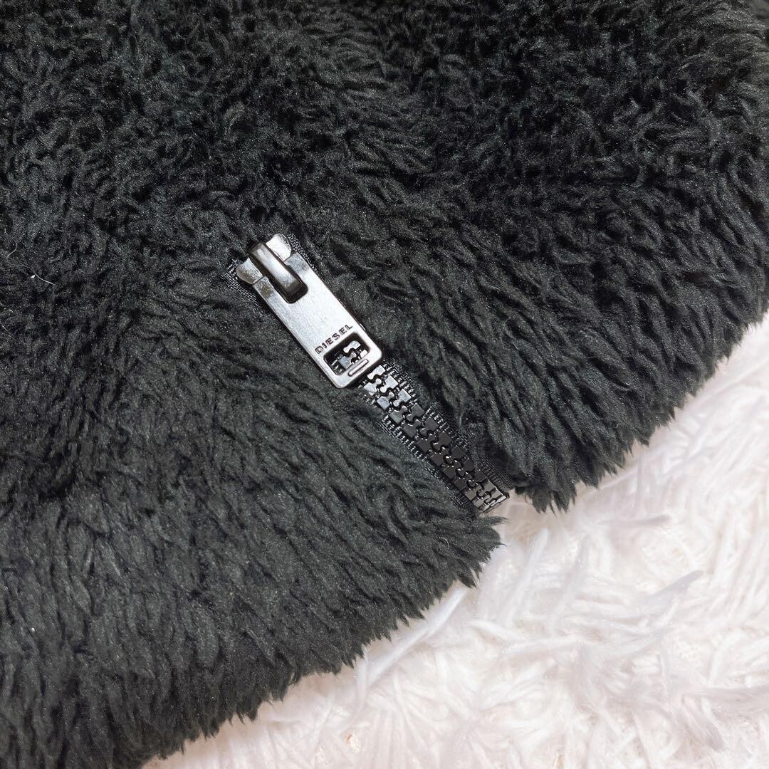 DIESEL ディーゼル ロゴ 刺繍 カオス ボア フリース 黒 ブルゾン_画像9
