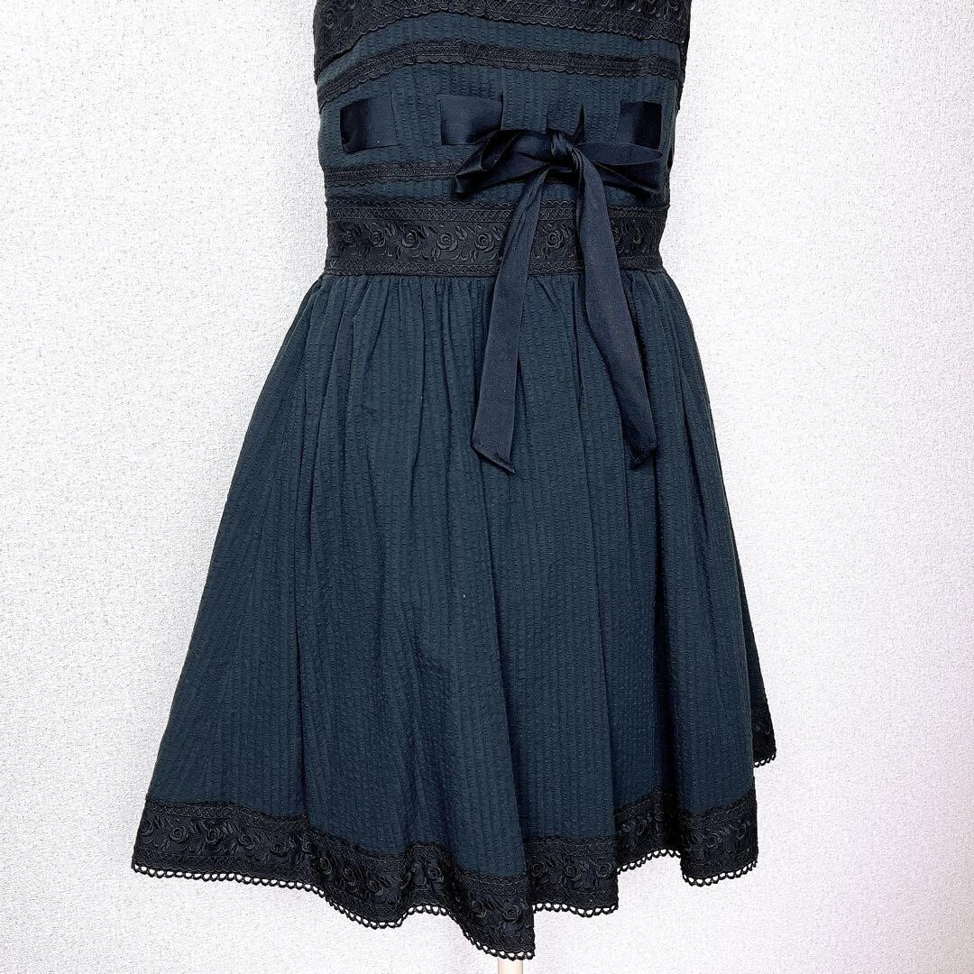 MILK レース ドレス ワンピース ゴスロリ フリル 黒 ノースリーブ リボン_画像2