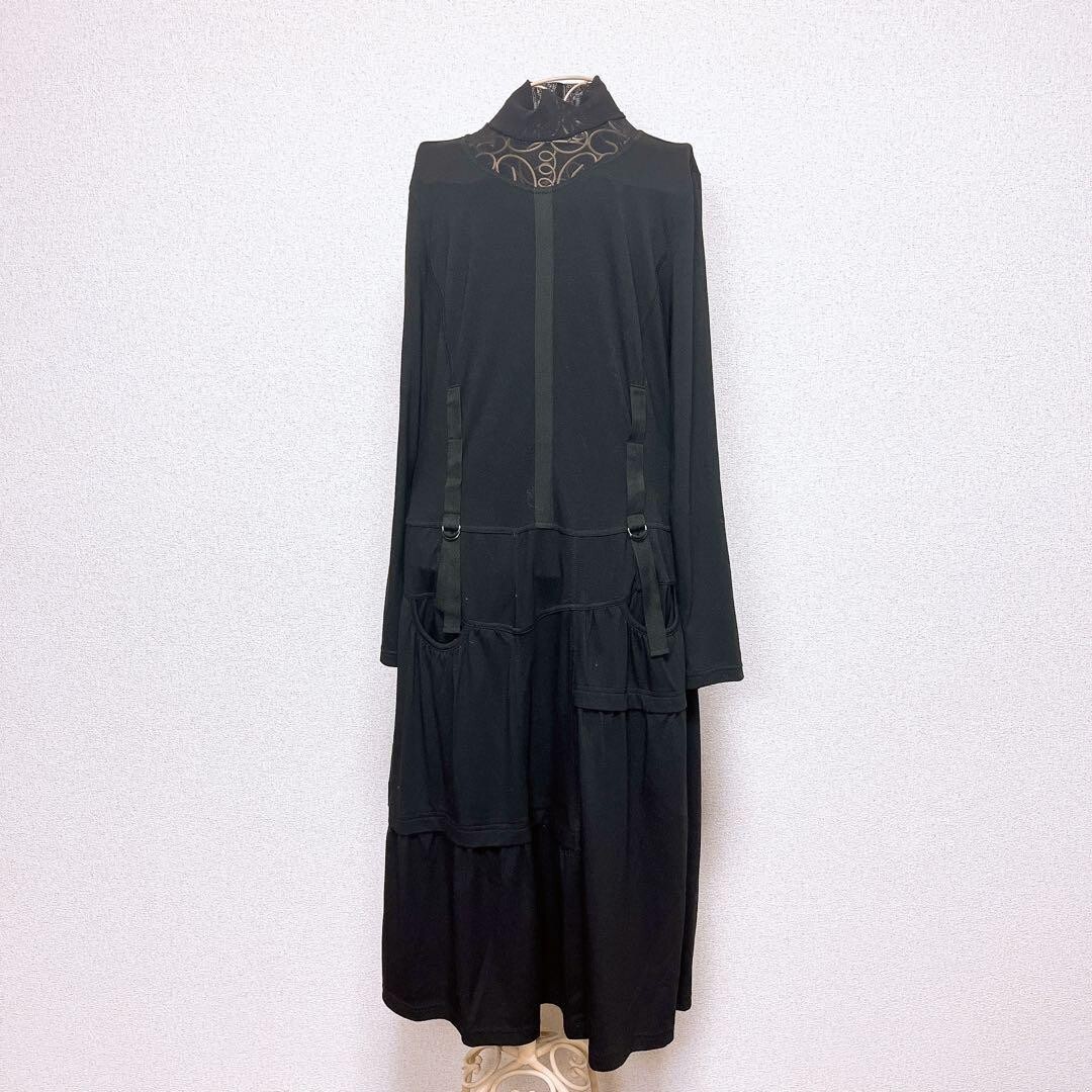 INTELLECTION レイヤード アシンメトリー ティアード ワンピース 黒_画像1