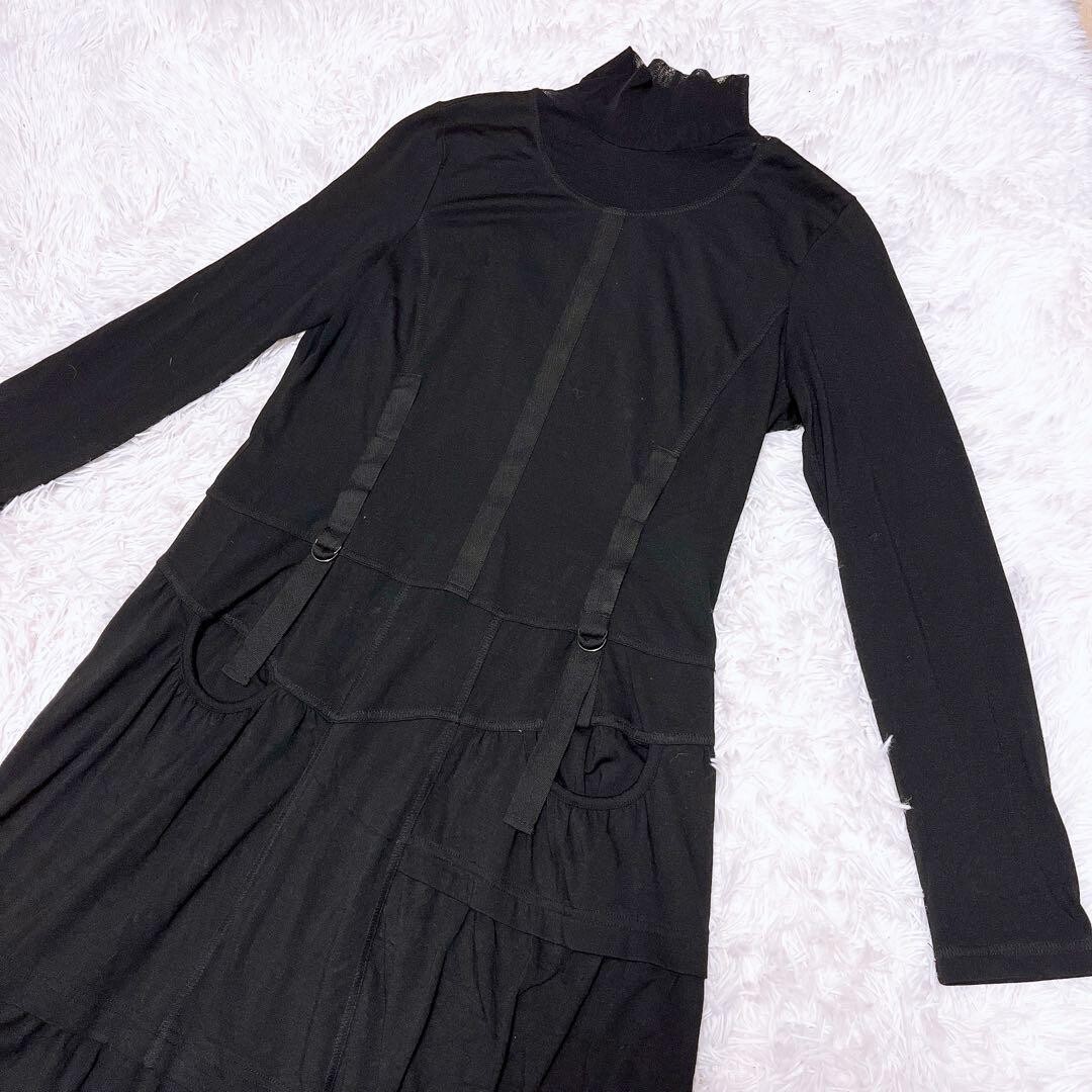 INTELLECTION レイヤード アシンメトリー ティアード ワンピース 黒_画像10