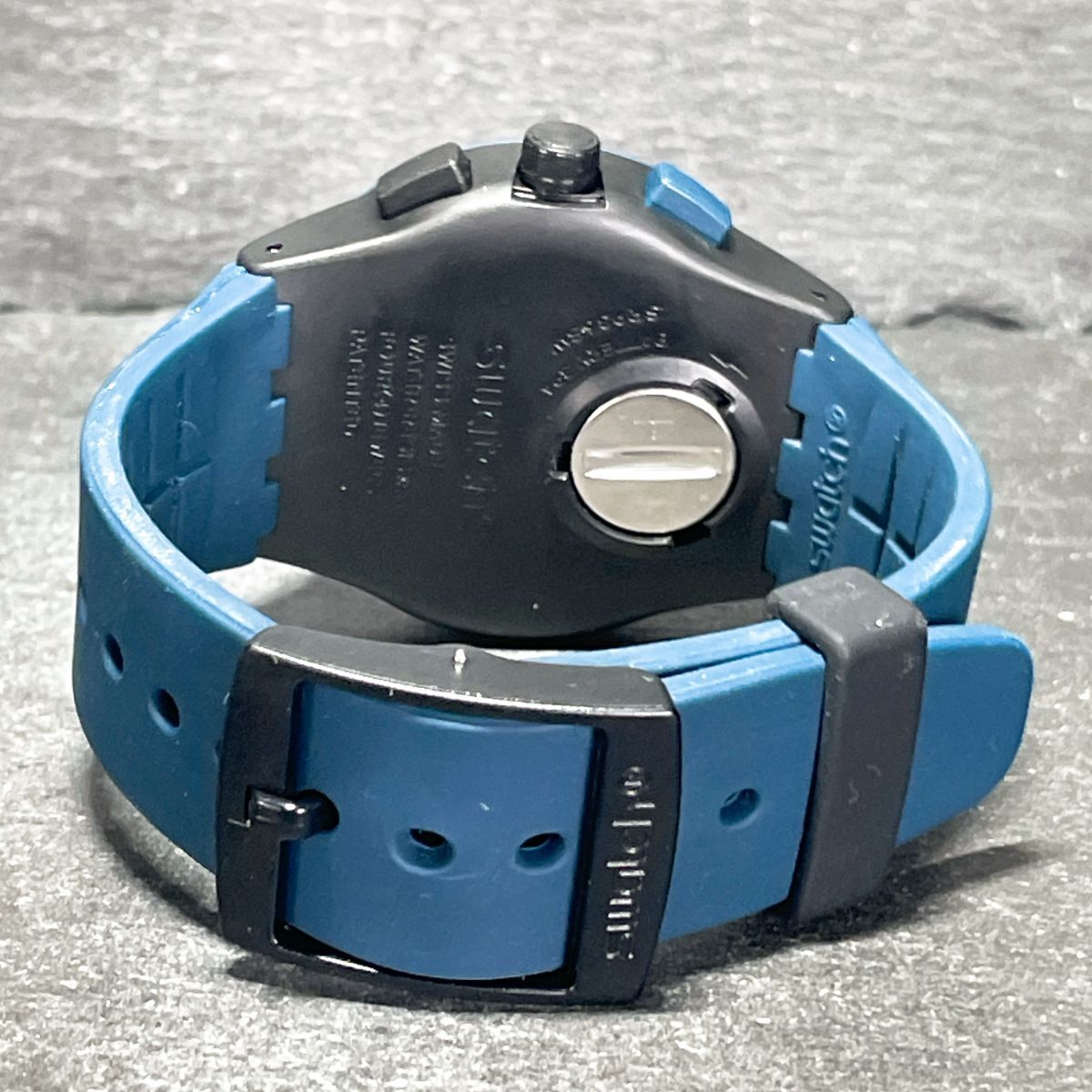 美品 Swatch スウォッチ CHRONO クロノ BLUE STEWARD SUSB417 腕時計 アナログ クオーツ ラバーバンド 新品電池交換済み 動作確認済み_画像5