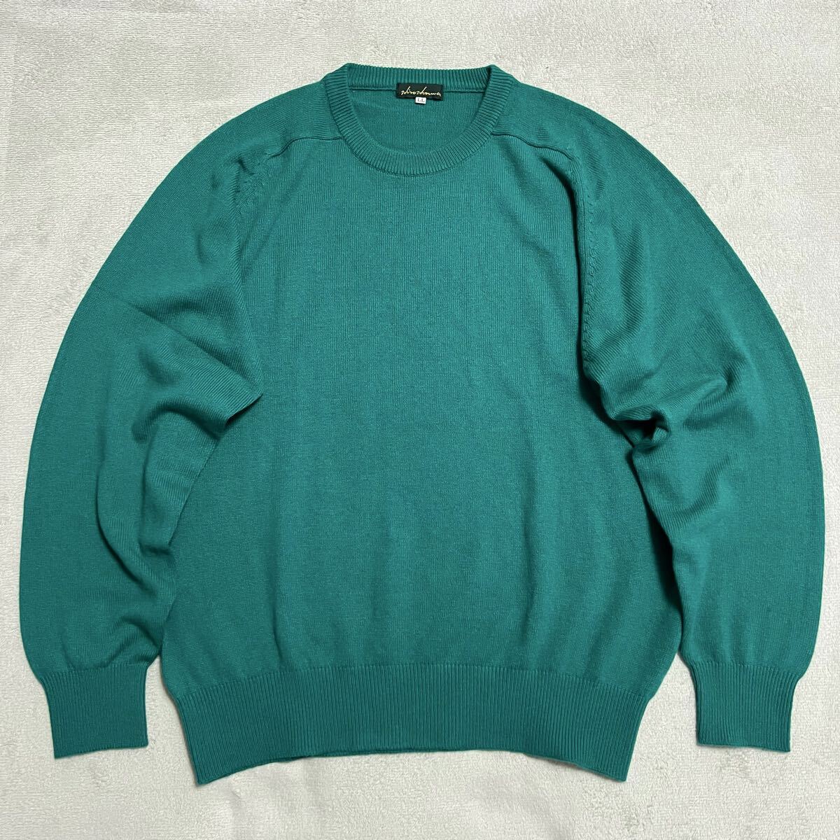 ★カシミア100%★高級 HIRO HONMA 長袖 クルーネック カシミヤ ニット セーター 青緑 グリーン系 サイズLL XL 大きいサイズ 美品 R-8202_画像1