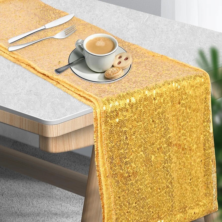 テーブルランナー スパンコール ダイニングテーブルランナー 30×275cm テーブルランナー キラキラ パーティー テーブル ローズゴールド_画像7