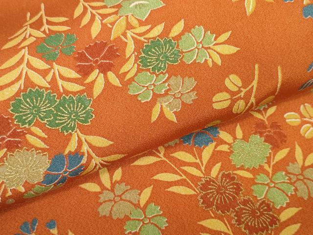 平和屋着物▼小紋　反物　着尺　草花文　金彩　逸品　未使用　DAAW7138zzz_画像4