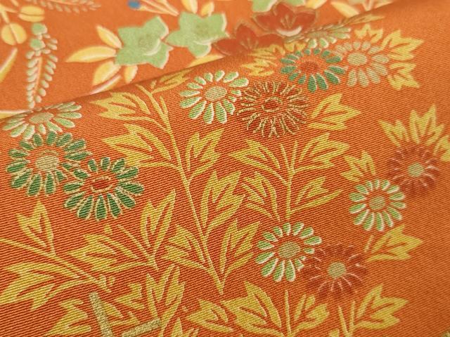平和屋着物▼小紋　反物　着尺　草花文　金彩　逸品　未使用　DAAW7138zzz_画像5