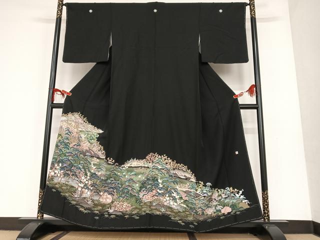 平和屋着物■豪華黒留袖　作家物　松竹梅　正絹　逸品　AAAT0434zg_画像1