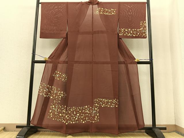 平和屋着物＊夏物　訪問着　絽　刺繍　唐草文　正絹　逸品　BAAS8727fw_画像1