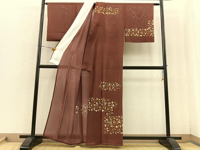 平和屋着物＊夏物　訪問着　絽　刺繍　唐草文　正絹　逸品　BAAS8727fw_画像2