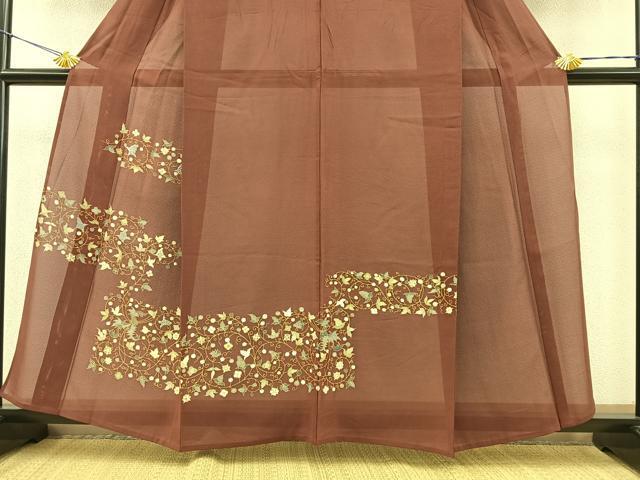 平和屋着物＊夏物　訪問着　絽　刺繍　唐草文　正絹　逸品　BAAS8727fw_画像3