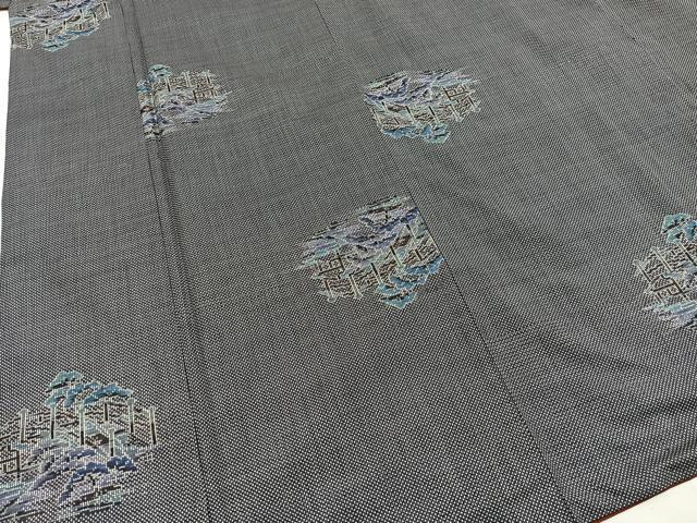 平和屋着物■本場大島紬　7マルキ　松に渡橋　正絹　逸品　BAAN4178xa_画像1