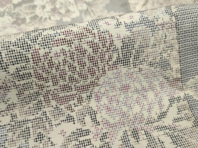 平和屋着物●上質な紬　扇面草花文　正絹　逸品　DAAM1039ud_画像6