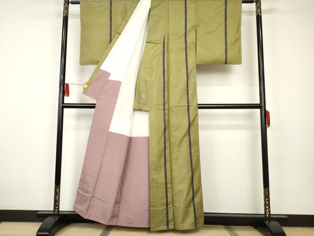 平和屋着物●上質な紬　間道　正絹　逸品　AAAO5356cs_画像3