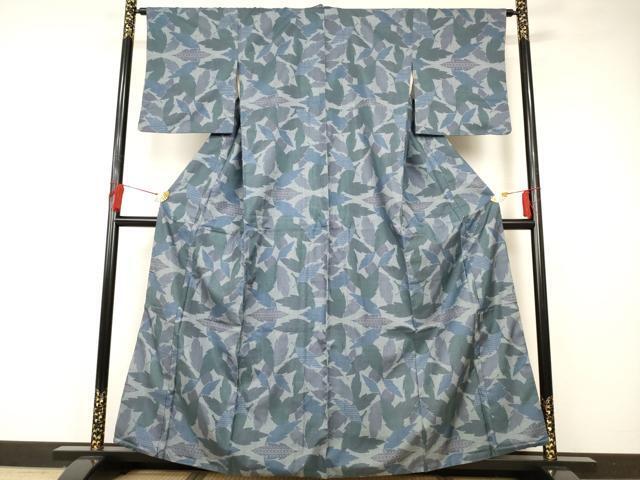 平和屋着物■本場大島紬　7マルキ　葉尽くし　正絹　逸品　AAAR7367br_画像1