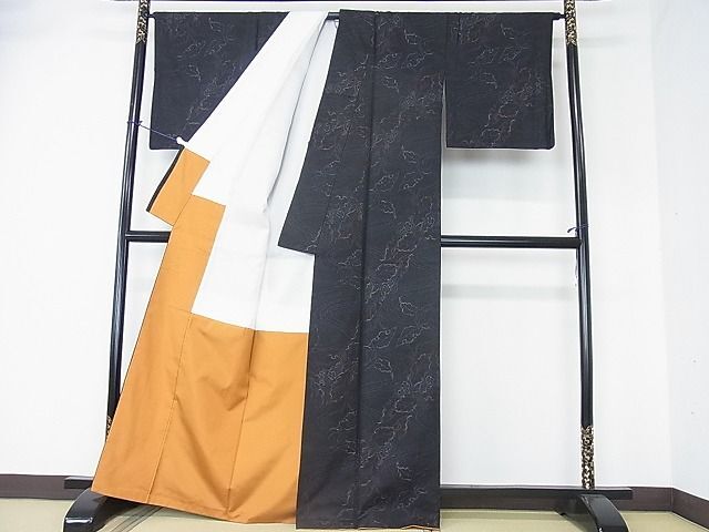 平和屋着物■本場大島紬　流水枝花文　逸品　DAAA6453ya_画像2