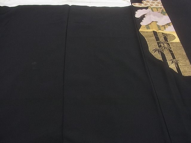 平和屋着物■豪華黒留袖　作家物　駒刺繍　松竹梅飛鶴文　金彩　逸品　CAAB6904ev_画像6