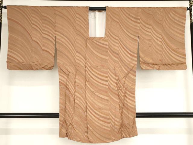 平和屋着物■道行コート　変わり間道地紋　ロング丈　正絹　逸品　AAAP6244bw_画像1