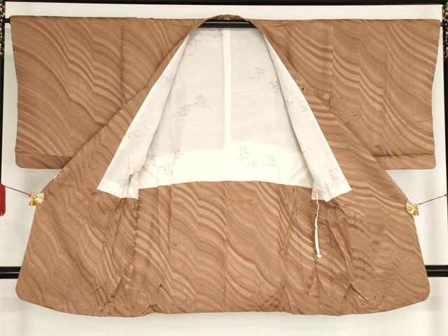 平和屋着物■道行コート　変わり間道地紋　ロング丈　正絹　逸品　AAAP6244bw_画像2