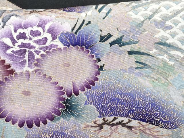 平和屋着物■豪華黒留袖　駒刺繍　草花文　金彩　正絹　逸品　CAAY5711fb_画像5