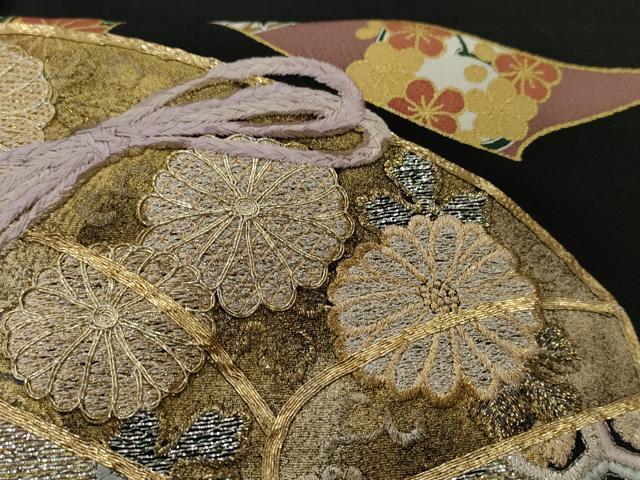 平和屋着物■豪華黒留袖 駒刺繍 萬寿染 束ね熨斗文箱花文 金銀彩 正絹 逸品 AABB9023nf_画像5