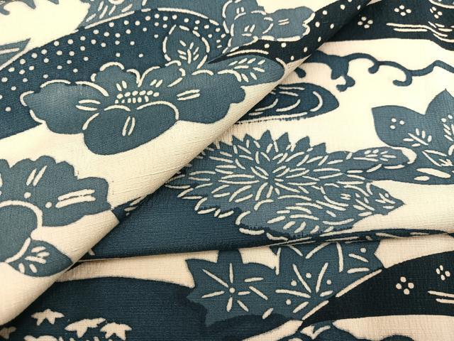 平和屋着物●上質な小紋　型染め　流水草花文　正絹　逸品　AABB8193ph