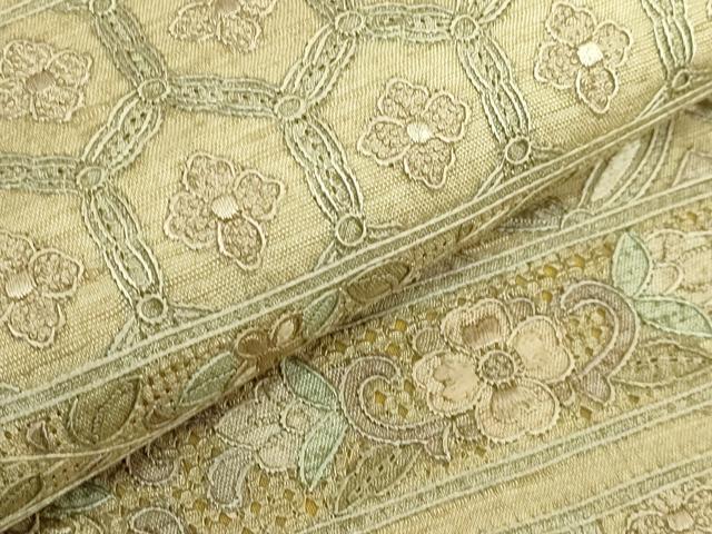 平和屋本店■極上　中國(guó)三大刺繍　スワトウ相良刺繍　総刺繍　袋帯　紬地　吉祥花文　逸品　DZAB0246kh5