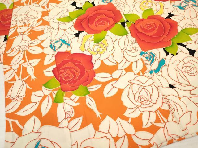 平和屋着物[]七五三　女の子　７歳　祝着　四つ身　薔薇　バラ　金彩　逸品　DAAW2807ma_画像3