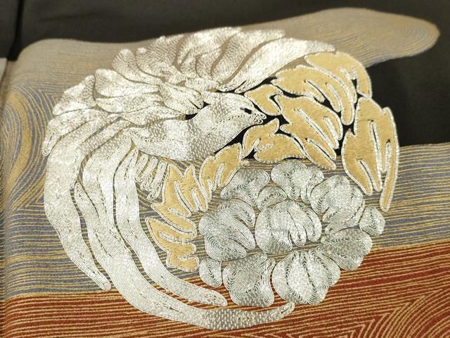 平和屋着物■豪華黒留袖　作家物　駒刺繍　エ霞鳳凰花丸文　金彩　正絹　逸品　DAAR6027ma_画像4