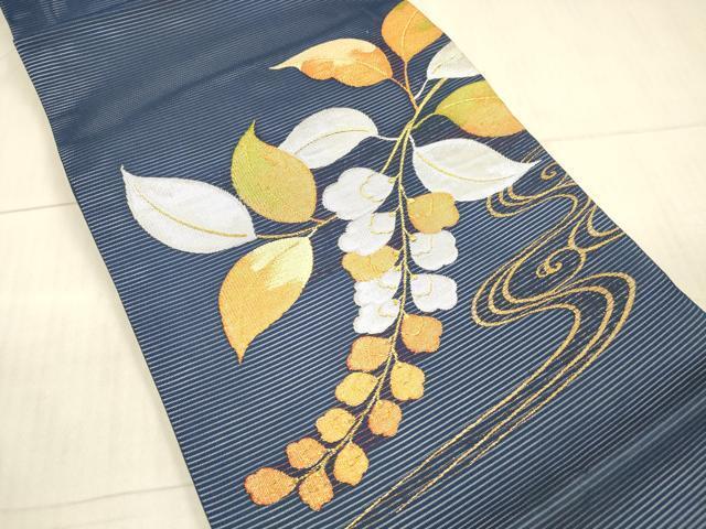 平和屋着物＊夏物　九寸開き名古屋帯　流水藤花房　金銀糸　正絹　逸品　DAAX8625cm_画像2