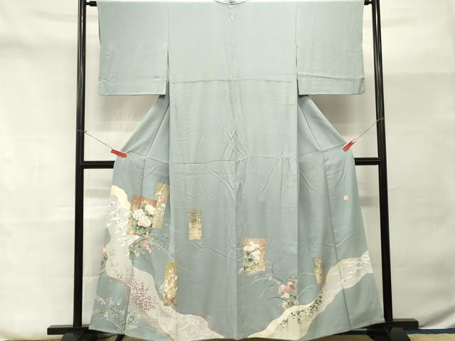 平和屋着物■豪華色留袖 作家物 色紙飛鶴花文 金彩 正絹 逸品 CAAP3085eg_画像1