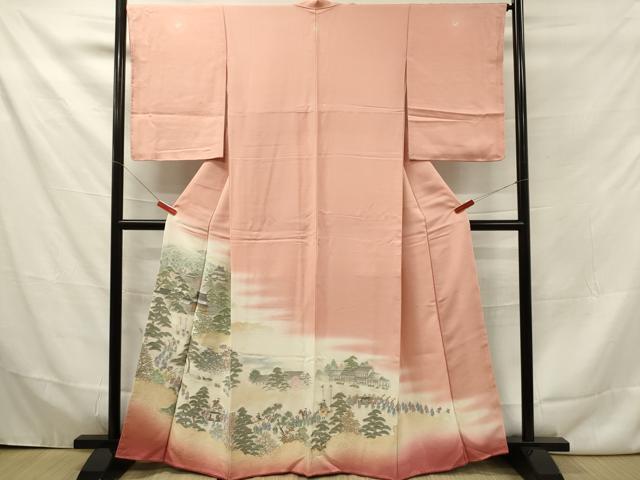 平和屋着物■豪華色留袖 寿光織 人物風景花松文 暈し染め 金糸 正絹 逸品 DAAQ1584we_画像1