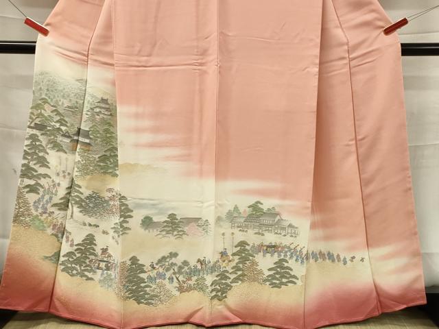 平和屋着物■豪華色留袖 寿光織 人物風景花松文 暈し染め 金糸 正絹 逸品 DAAQ1584we_画像3