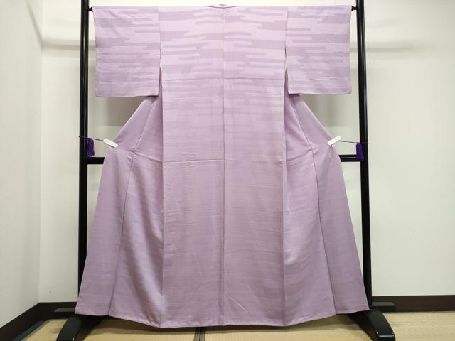 平和屋着物■上質な色無地　エ霞青海波地紋　紅藤色　正絹　逸品　CAAY6707gh_画像2