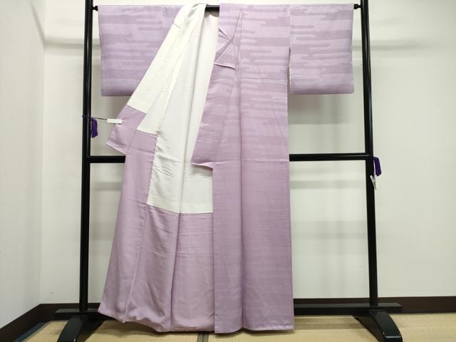 平和屋着物■上質な色無地　エ霞青海波地紋　紅藤色　正絹　逸品　CAAY6707gh_画像3