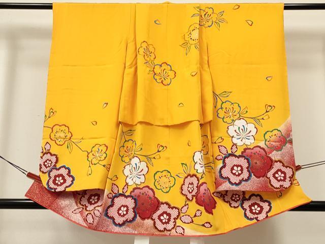 平和屋着物[]七五三　女の子　３歳　祝着　三つ身　舞桜　金彩　逸品　DAAW2810ma_画像1