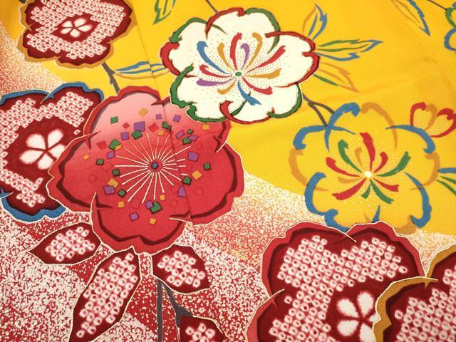 平和屋着物[]七五三　女の子　３歳　祝着　三つ身　舞桜　金彩　逸品　DAAW2810ma_画像3