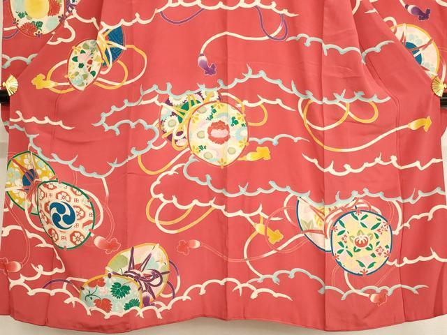 flat мир магазин кимоно * античный Taisho роман девочка 10 три три . ребенок праздничная одежда .. тамбурин без тарелочек документ цвет туловище обратная сторона :. цвет натуральный шелк замечательная вещь AAAU5367ja