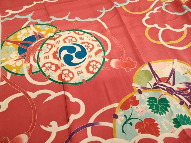 flat мир магазин кимоно * античный Taisho роман девочка 10 три три . ребенок праздничная одежда .. тамбурин без тарелочек документ цвет туловище обратная сторона :. цвет натуральный шелк замечательная вещь AAAU5367ja