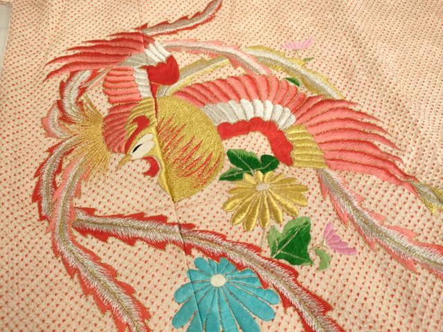 flat мир магазин кимоно * девочка 10 три три . ребенок праздничная одежда общий диафрагмирования общий вышивка феникс цветок документ золотой серебряный нить натуральный шелк замечательная вещь AAAU5369ja