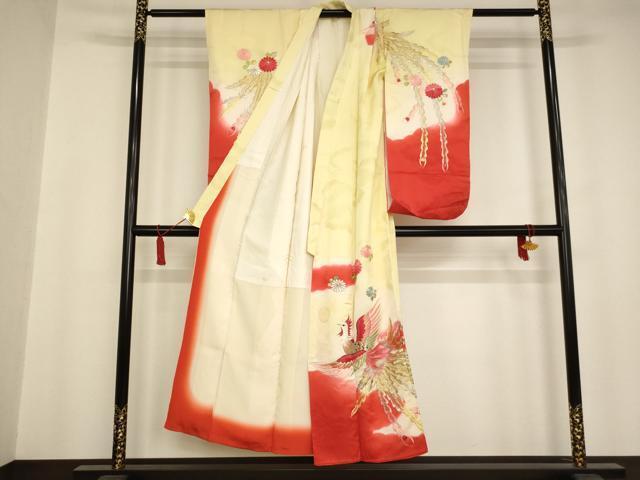 flat мир магазин кимоно * девочка 10 три три . ребенок праздничная одежда общий вышивка феникс цветок документ .. окраска золотой серебряный нить натуральный шелк замечательная вещь AAAU5476ja